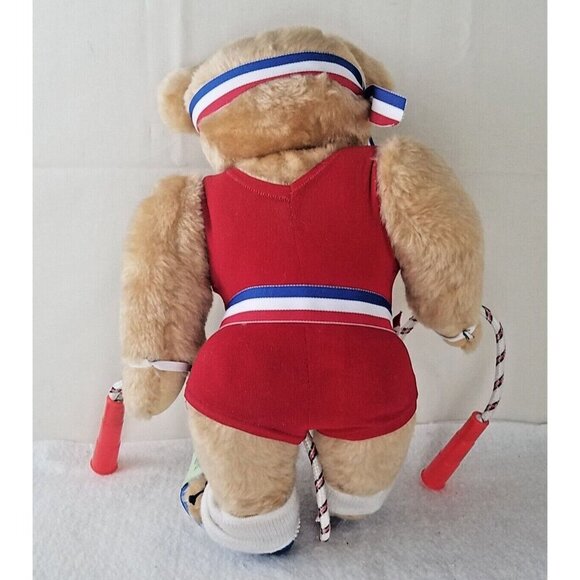 Athlete bear jump rope‎ 16" Plush Dolly Aumiller Jane 1985 honey hill red white - Picture 6 of 12